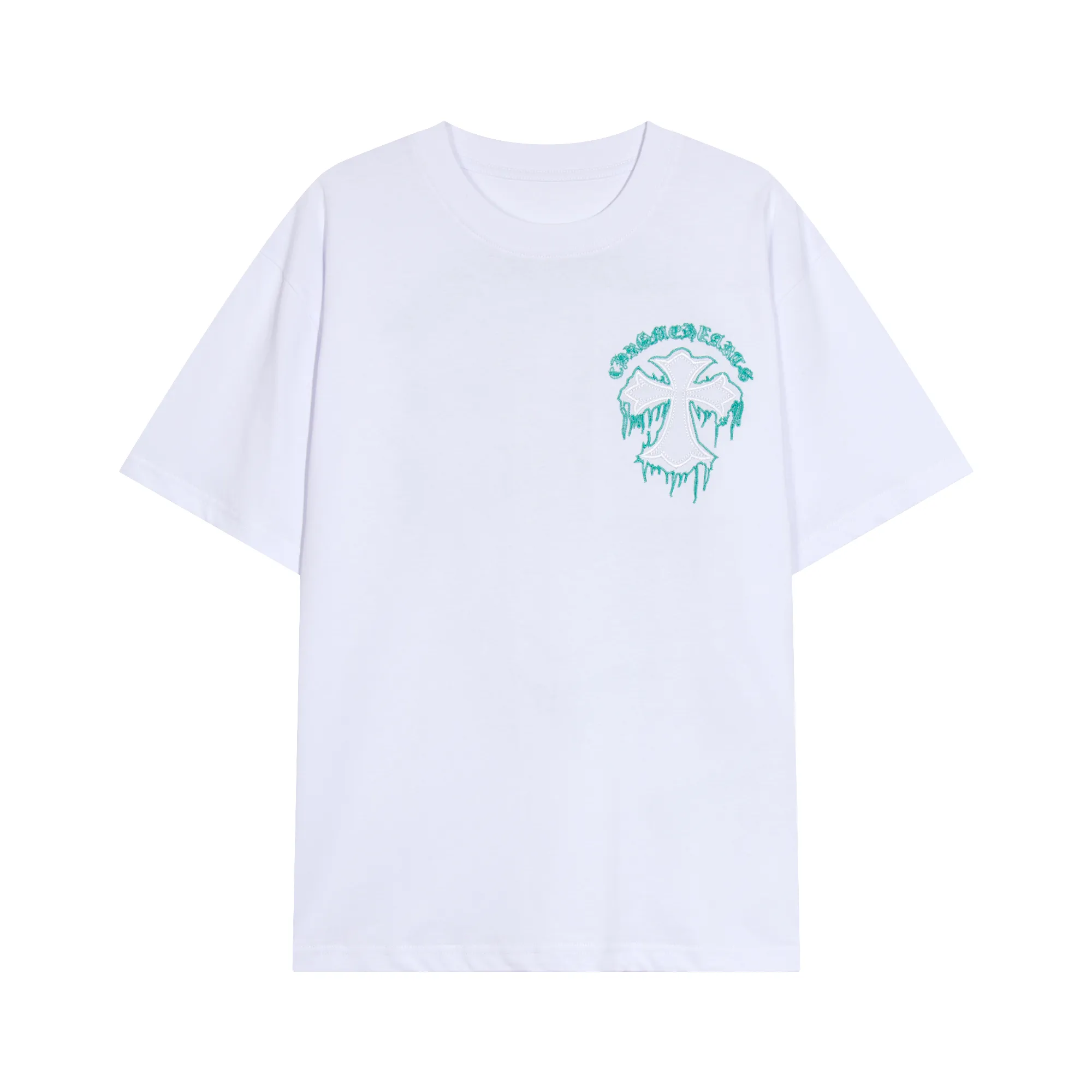 P150 Chrome Hearts Chrome Hearts Sanskrit Cross Embroidery Short Sleeve Size: SMLXL Color: Black White